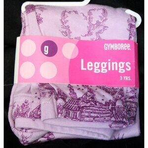 NWT 2002 Gymboree Sweet Romance Purple Toile Leggings Small 3T Swans Gazebo